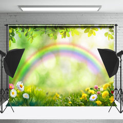 Lofaris Floral Rainbow Meadow Bokeh Spring Photo Backdrop