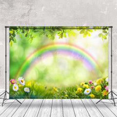 Lofaris Floral Rainbow Meadow Bokeh Spring Photo Backdrop