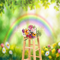 Lofaris Floral Rainbow Meadow Bokeh Spring Photo Backdrop