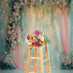 Lofaris Floral Romantic Light Tulle Curtain Photo Backdrop