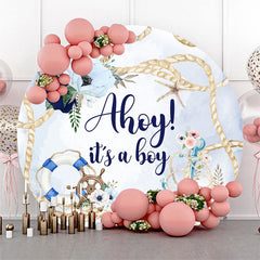 Lofaris Floral Rope Sailing Round Baby Shower Backdrop