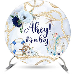 Lofaris Floral Rope Sailing Round Baby Shower Backdrop