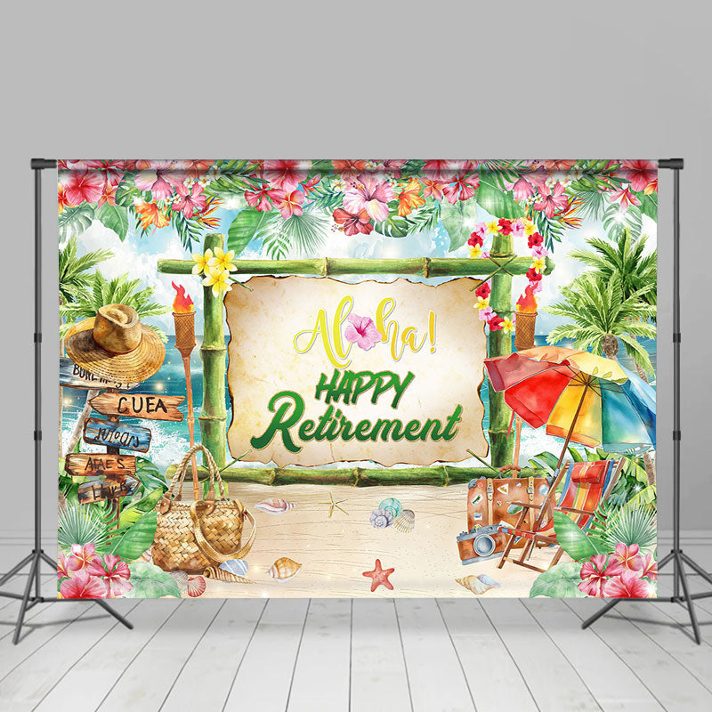 Lofaris Floral Sandy Beach Summer Happy Retirement Backdrop