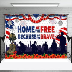 Lofaris Floral Soldier USA Flag Independence Day Backdrop