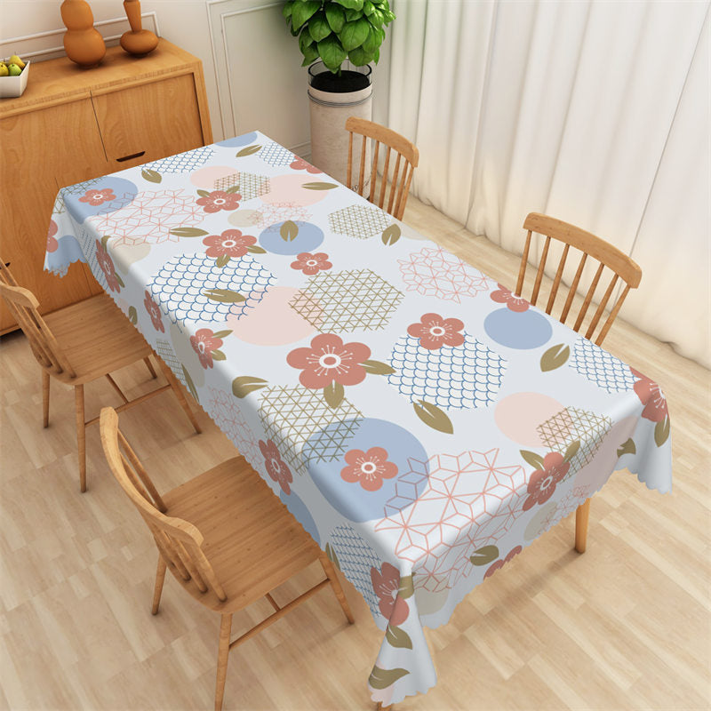 Lofaris Floral Spring Irregular Plaid Rectangle Tablecloth