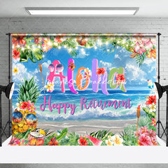 Lofaris Floral Summer Beach Aloha Happy Retiremnt Backdrop