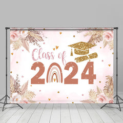 Lofaris Floral Sweet Pink Class Of 2024 Rainbow Backdrop