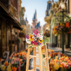 Lofaris Floral Trees Castle Sunny Architecture Backdrop