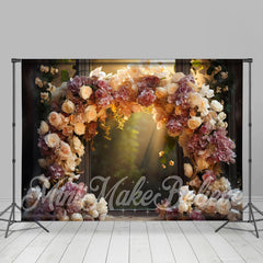 Lofaris Floral Vine Arch Door Bokeh Forest Flower Backdrop