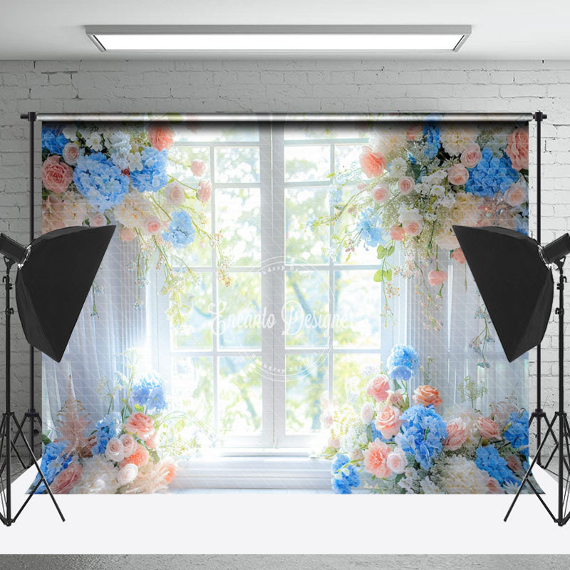 Lofaris Floral White Transparent Window Backdrop For Wedding