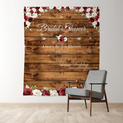 Lofaris Floral With Brown Wood Backdrops For Bridal Shower