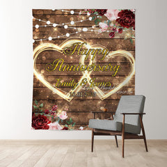 Lofaris Floral With Love Light Bokeh Anniversary Wood Backdrop