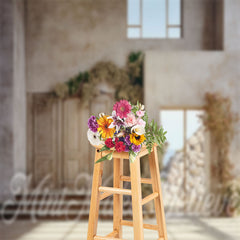 Lofaris Floral Wood Door Photography Retro Wall Backdrop