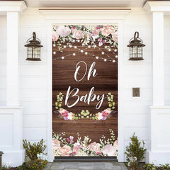 Lofaris Floral Wooden Board Texture Baby Shower Door Cover