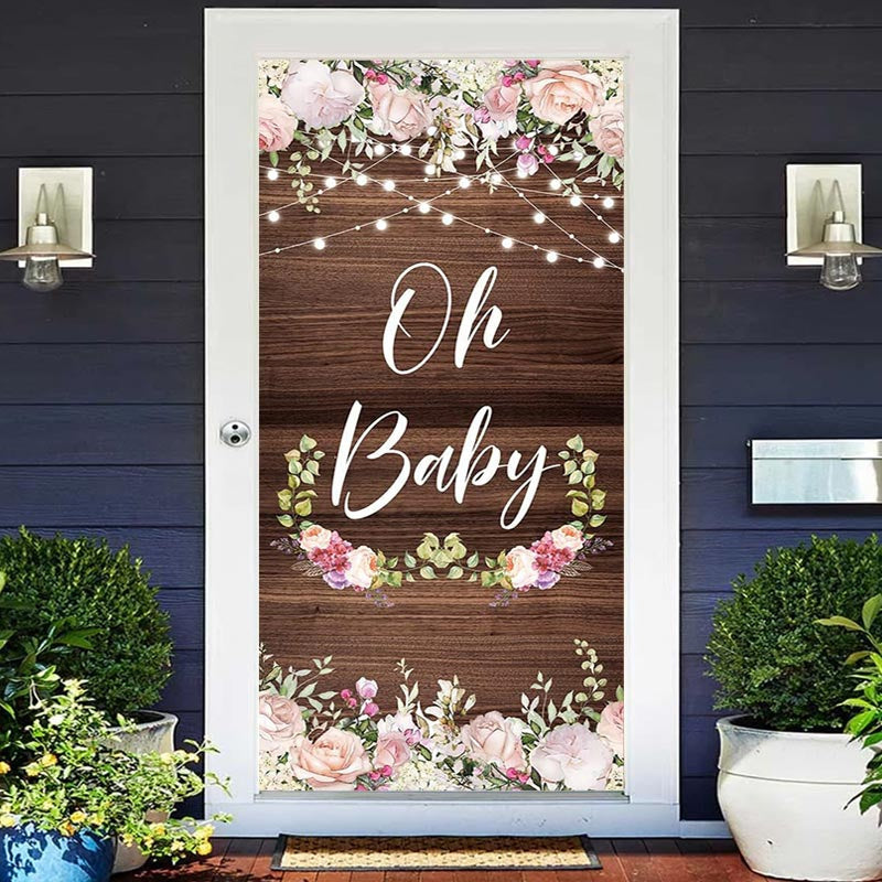 Lofaris Floral Wooden Board Texture Baby Shower Door Cover