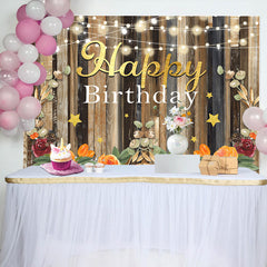 Lofaris Floral Wooden Wall Sparking Light Birthday Backdrop