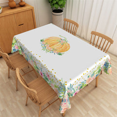 Lofaris Floral Yellow Pumpkin Green Leaves Home Tablecloth