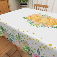 Lofaris Floral Yellow Pumpkin Green Leaves Home Tablecloth