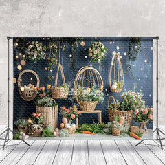 Lofaris Flower Basket Easter Eggs Indoor Bokeh Photo Backdrop