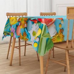 Lofaris Flower Blue Rectangle Tablecloth For Outdoor Picnic