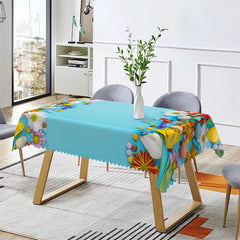 Lofaris Flower Blue Rectangle Tablecloth For Outdoor Picnic