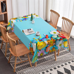 Lofaris Flower Blue Rectangle Tablecloth For Outdoor Picnic