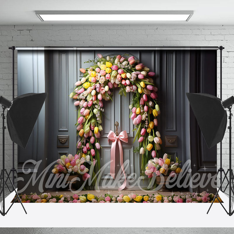 Lofaris Flower Bow Decoration Retro Door Spring Backdrop