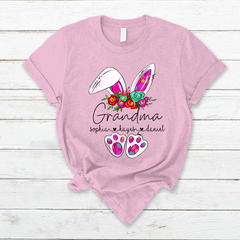 Lofaris Flower Bunny Grandma And Kids Easter Day T-Shirt