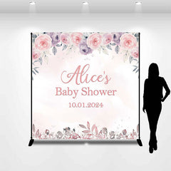 Lofaris Flower Diamond Custom Pink Baby Shower Backdrop