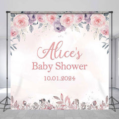 Lofaris Flower Diamond Custom Pink Baby Shower Backdrop