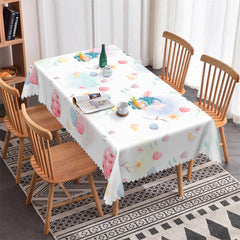 Lofaris Flower Dwarf Eggs Easter Rectangle Kitchen Tablecloth