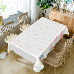 Lofaris Flower Eggs Rabbits Easter Tablecloth For Kitchen