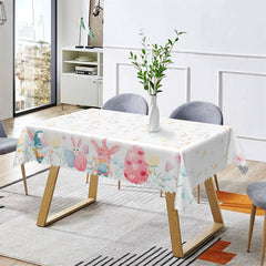 Lofaris Flower Eggs Rabbits Easter Tablecloth For Kitchen