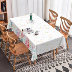 Lofaris Flower Eggs Rabbits Easter Tablecloth For Kitchen