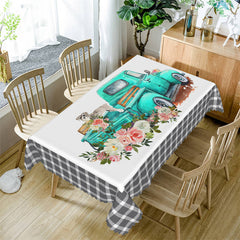 Lofaris Flower Green Car Dog Rectangle Tablecloth For Kitchen