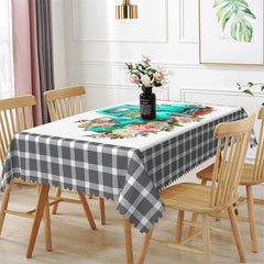 Lofaris Flower Green Car Dog Rectangle Tablecloth For Kitchen