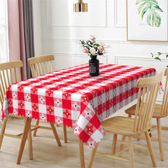 Lofaris Flower Patterns Repeat Red Whtie Plaid Tablecloth