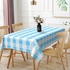 Lofaris Flower Repeat Blue White Plaid Rectangle Tablecloth