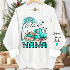 Lofaris Flower Truck I Love Being Nana Custom Sweatshirt