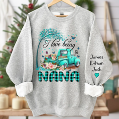 Lofaris Flower Truck I Love Being Nana Custom Sweatshirt