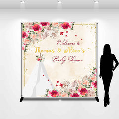 Lofaris Flower Welcome To Baby Shower Personalized Backdrop