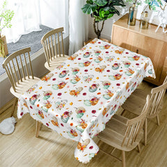 Lofaris Flowers And Pumpkin Pattern Repeat Dining Tablecloth