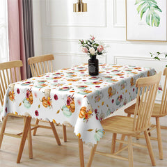 Lofaris Flowers And Pumpkin Pattern Repeat Dining Tablecloth