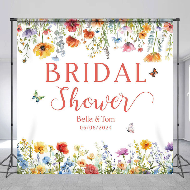 Lofaris Flowers Butterfly Custom Bridal Shower Backdrop