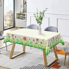 Lofaris Flowers Ivory Rectangle Tablecloth for Dining Room