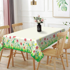 Lofaris Flowers Ivory Rectangle Tablecloth for Dining Room