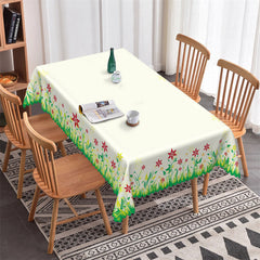 Lofaris Flowers Ivory Rectangle Tablecloth for Dining Room