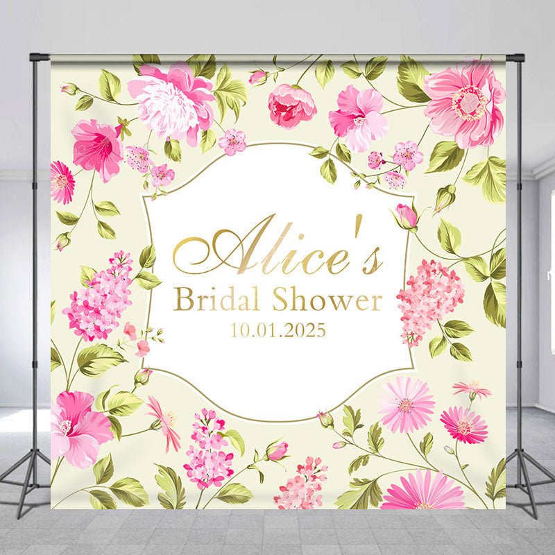 Lofaris Flowers Light Green Custom Bridal Shower Backdrop