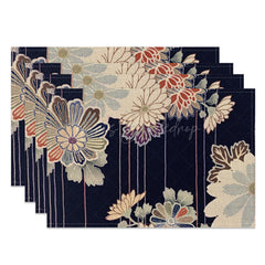 Lofaris Flowers Pattern Lines Vintage Set Of 4 Placemats