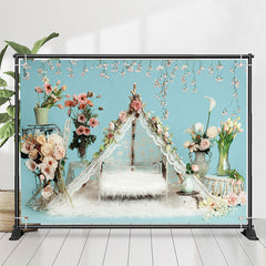 Lofaris Fluffy Blanket Floral Birthday Cake Smash Backdrop